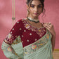 Rajwada Sea Green Georgette Embroidered Elegant Saree For Women