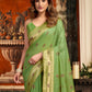 Rajwada Light Green Silk Blend Solid Saree For Women