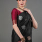 Rajwada Black Silk Blend Woven Saree For Women