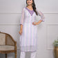 Rajwada Off White Silk Blend Printed Stitched Kurta Set For Women
