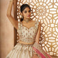 Rajwada Off White Silk Blend Embroidered Semi-Stitched Lehenga For Women