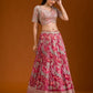 Rajwada Pink Organza Printed Stitched Lehenga Choli For Women