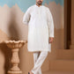 Rajwada White Silk Blend Embroidered Stitched Kurta Set For Men