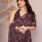 Rajwada Wine Georgette Printed Saree With Unstitched Blouse For Women