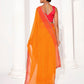 Rajwada Orange Cotton Linen Embellished Striped Saree For Women