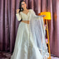 Rajwada White Georgette Mirror Work Semi-Stitched lehenga For Women