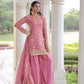 Rajwada Pink Silk Blend Embellished Kurta Set For Women