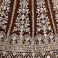 Rajwada Brown Net Sequence Embroidered Semi-Stitched Lehenga For Women
