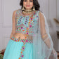 Rajwada Sky Blue Georgette Embroidered Semi-Stitched lehenga For Women