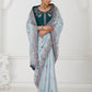 Rajwada Sky Blue Viscose Silk Embroidered Saree For Women