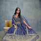Rajwada Navy Blue Art Silk Embellished Semi-Stitched lehenga For Women