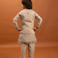 Rajwada Beige Viscose Silk Embroidered Stitched Kurta Set For Kids