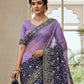 Rajwada Purple And Blue Georgette Embellished Solid Saree For Women