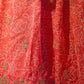 Rajwada Orange Organza Embroidered Semi-Stitched Lehenga For Women