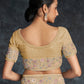 Rajwada Beige Embroidered Georgette Saree With Unstitched Blouse For Women