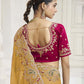Rajwada Yellow Satin Embroidered Saree For Women