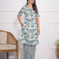 Rajwada Off White And Blue Chanderi Embroidered And Printed Stitched Kurta Set Without Dupatta For Women