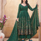 Rajwada Dark Green Silk Blend Printed Stitched Kurta Set For Women