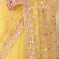 Rajwada Yellow Net Embroidered Saree With Unstitched Blouse For Women