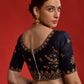 Rajwada Navy Blue Embroidered Georgette Saree With Unstitched Blouse For Women