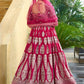 Rajwada Cherry Red Georgette Embroidered Semi-Stitched Lehenga For Women