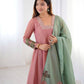 Rajwada Pink Silk Blend Embroidered Stitched Kurta Set For Women