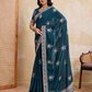 Rajwada Teal Georgette Printed Saree For Women