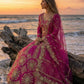 Rajwada Magenta Georgette Embellished Semi Stitched Lehenga For Women