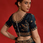 Rajwada Teal Embroidered Georgette Saree With Unstitched Blouse For Women