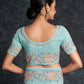 Rajwada Sea Green Embroidered Georgette Saree With Unstitched Blouse For Women