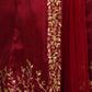 Rajwada Women Maroon Embroidered Art Silk Semi Stitched Lehenga With Unstitched Blouse
