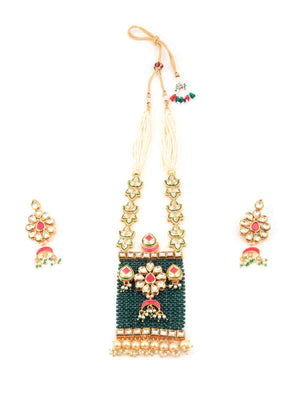 Rajwada Women Green Pearl Necklace Set