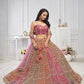 Rajwada Multicolor Soft Net Embellished Semi-Stitched Lehenga With Unstitched Blouse For Women