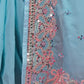 Rajwada - Blue Georgette Embroidered Saree with Unstitched Blouse