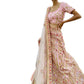 Rajwada Women Pink Embroidered Georgette Semi Stitched Lehenga With Unstitched Blouse