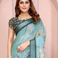 Rajwada Green Cotton Linen Printed Saree For Women
