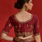 Rajwada Maroon Embroidered Georgette Saree With Unstitched Blouse For Women