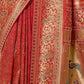 Rajwada Red Silk Blend Embellished Saree For Women