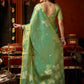 Rajwada Aqua Green Silk Blend Solid Saree For Women