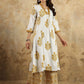 Rajwada Off White Cotton Blend Printed Stitched Kurta Set For Women