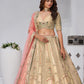 Rajwada Beige Silk Blend Embroidered Semi-Stitched Lehenga For Women
