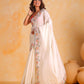 Rajwada White Silk Blend Embroidered Saree With Unstitched Blouse For Women