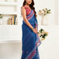Rajwada Blue Cotton Linen Zari Work Saree For Women