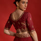 Rajwada Maroon Embroidered Georgette Saree With Unstitched Blouse For Women