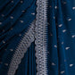 Rajwada Blue Embroidered Chiffon Saree With Unstitched Blouse For Women