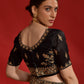 Rajwada Black Embroidered Georgette Saree With Unstitched Blouse For Women