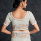 Rajwada White Embroidered Georgette Saree With Unstitched Blouse For Women