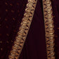Rajwada Wine Embroidered Georgette Saree With Unstitched Blouse For Women