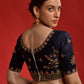 Rajwada Navy Blue Embroidered Georgette Saree With Unstitched Blouse For Women