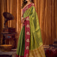Rajwada Green And Maroon Silk Blend Solid Saree For Women
